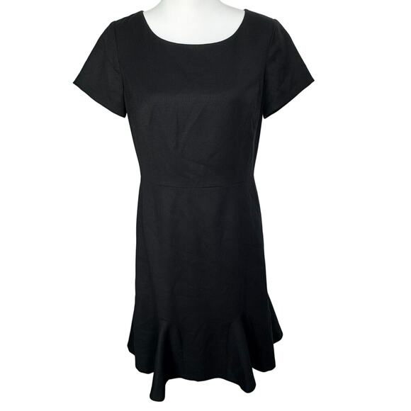 TALBOTS Size 8‎ Petite Italian Flannel Wool Little Black Dress Lined Ruffle Midi - Picture 1 of 9